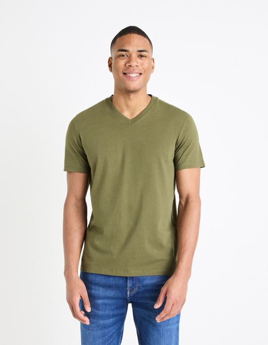 T-shirt col V en coton