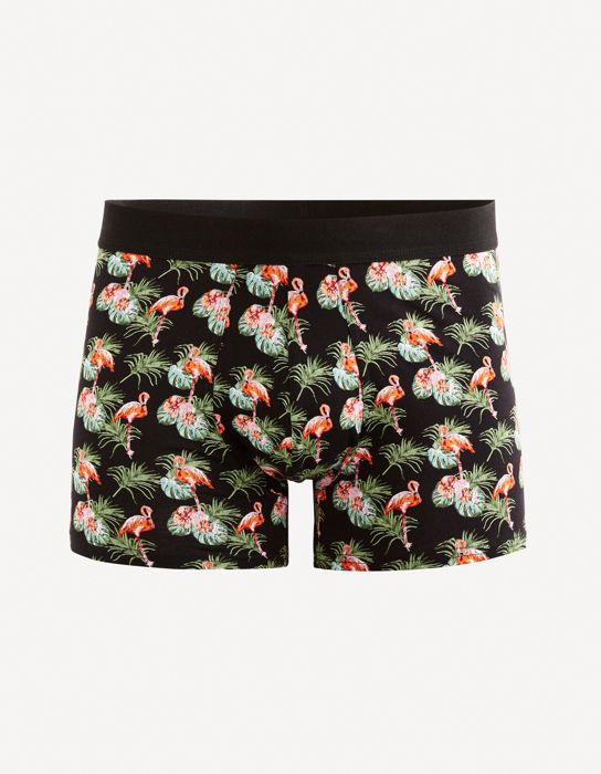 Boxer en coton stretch motifs flamants roses
