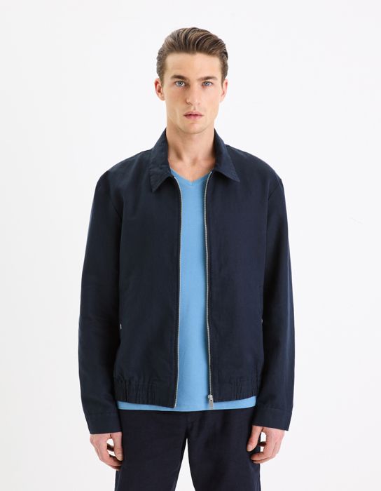 Blouson zippé en lin coton