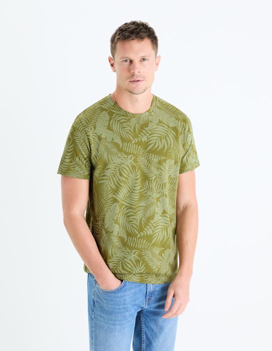 T-shirt col rond imprimé en coton