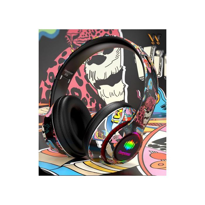 Deep Bass R9 ecouteurs casque Bluetooth V5.0+EDR sans fil HandsFree Music-TSuppor TF Card-FM-Audio input GRB