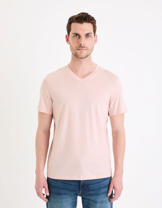 T-shirt col V 100% coton