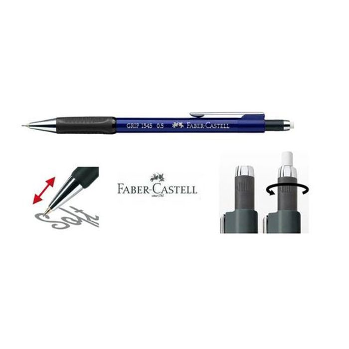 Porte mine GRIP Caoutchoutée 0,5mm bleu métallique,Mine Rétractable,Avec Gomme