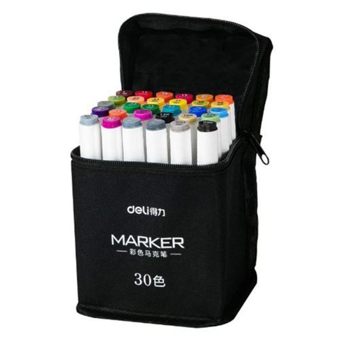 Professional Sketch Marker Pen - Boite de 30 couleurs - 2 tête rond et biseauté