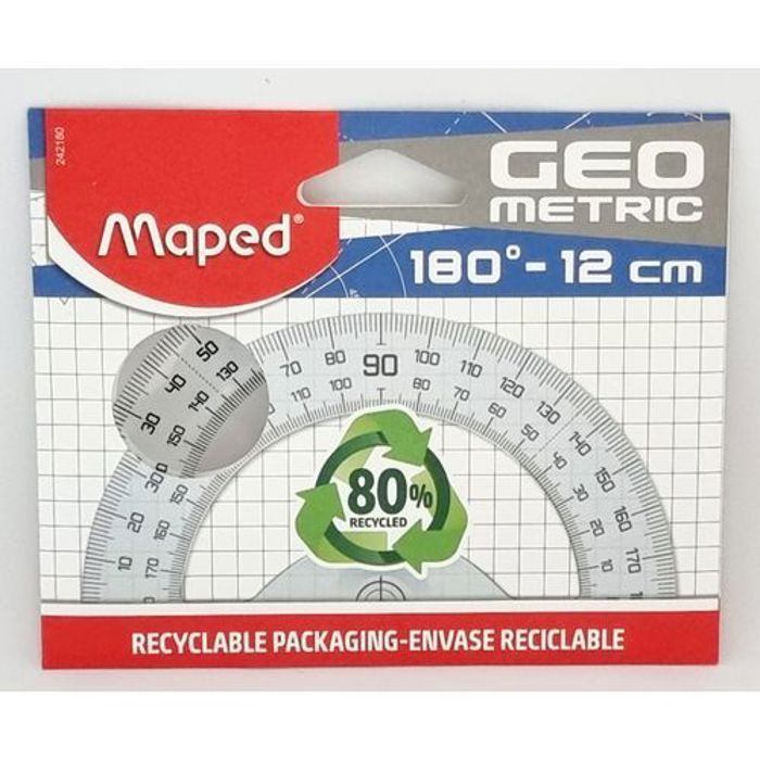 Rapporteur géométrique Plastique 180° 12cm