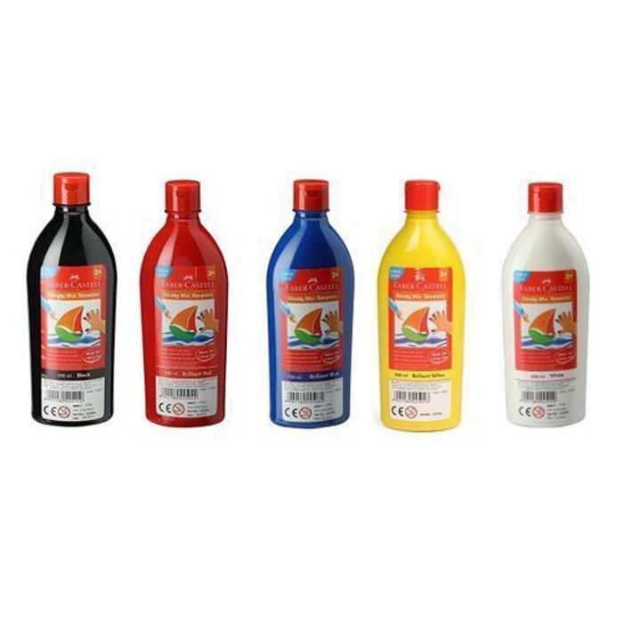 Set 5 Bouteilles gouache 500ml peinture ready mix tempera FC,Couleurs primaires