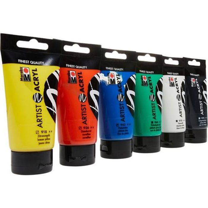 Set peinture acrylique pro Artist Acryl.6 Grandes tubes Economiques de 75 ml
