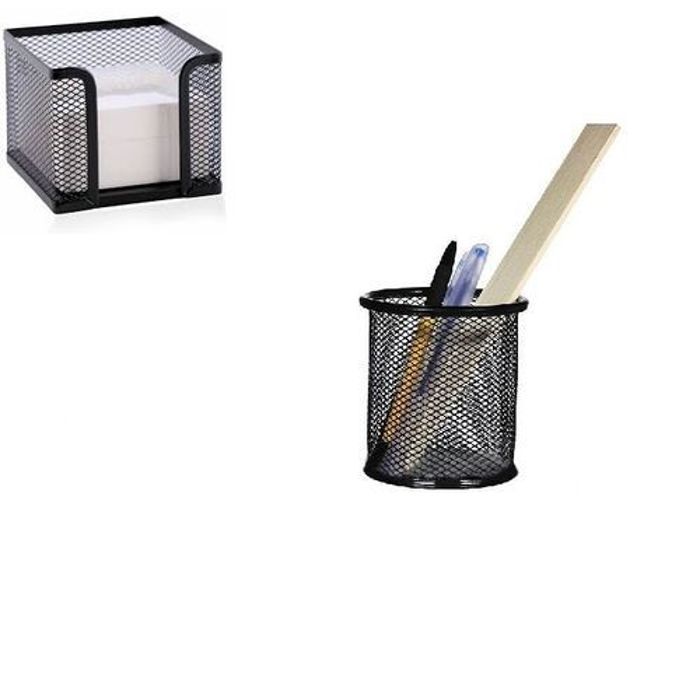 CUBE BLOC NOTE METAL -PORTE STYLO NOIR