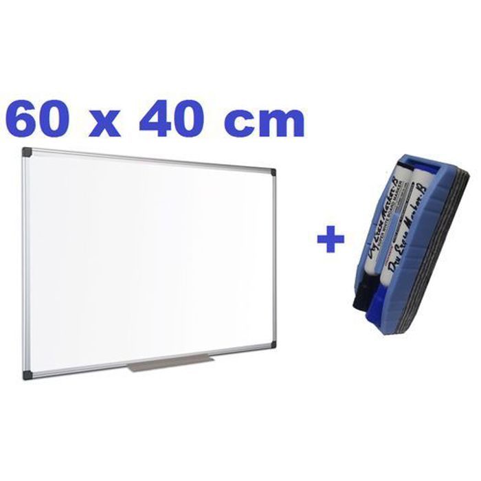 Tableau Blanc Magnétique effaçable Sec Blanc 60x40cm Brosse Spécial 2 Marqueurs