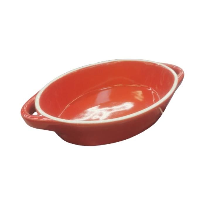 PLAT FOUR OVALE+POIGNÉES 22,5*13,5*5CM ROUGE