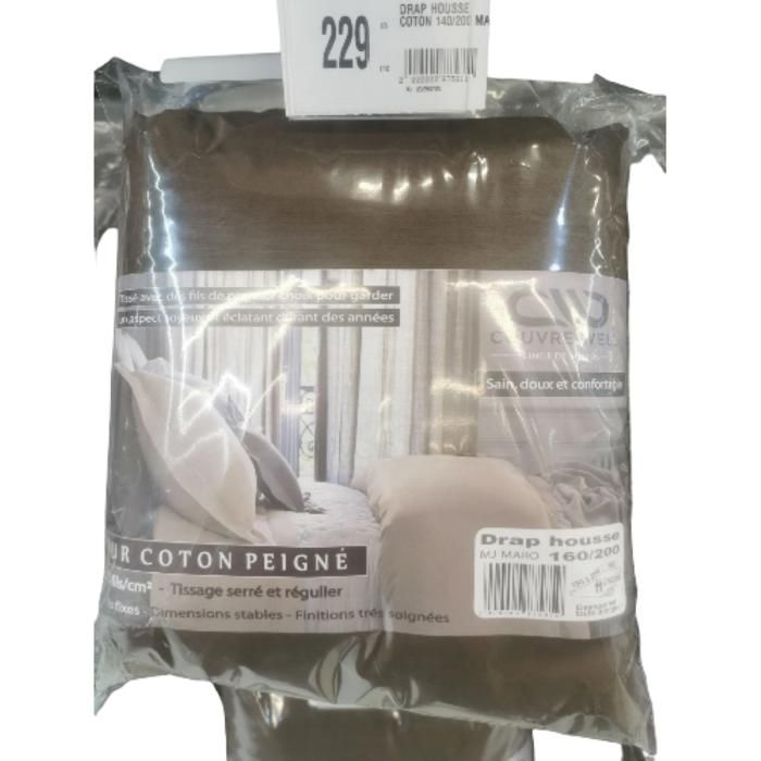 DRAP HOUSSE COTON 160/200 MARRON