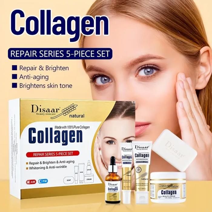 Ensemble De Cinq Pièces De Soins De La Peau Au Collagène, Pour Hydrater Et Raffermir La Peau Du Visage Et Préserver Sa Jeunesse