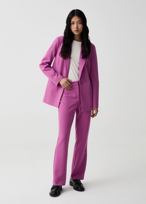 OVS- Pantalon Évasé en Tissu Stretch Fuchsia