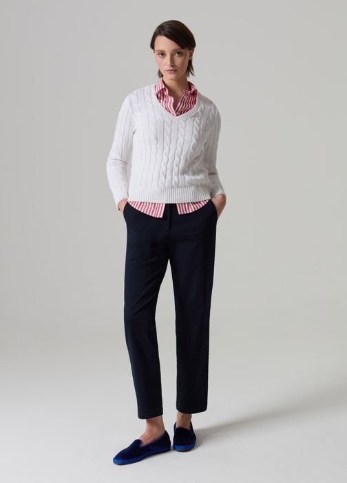 Pantalon Chino - OVS - Bleu marine - Coton stretch - Femme - Adulte