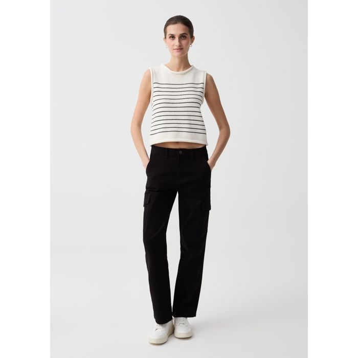 OVS - Pantalon Cargo en Coton Stretch- Noir