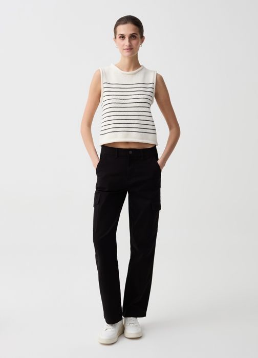 OVS - Pantalon Cargo en Coton Stretch- Noir