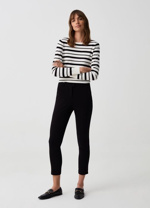OVS- Pantalon chino court en coton- Noir
