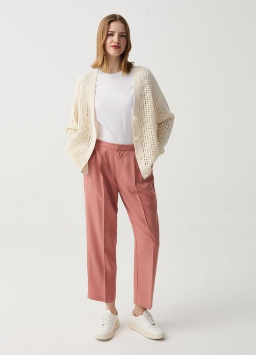 OVS - Pantalon cigarette court avec pinces - Rose foncé