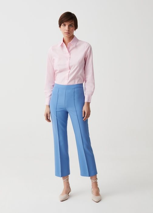 Pantalon - OVS - Longueur Cheville - Taille Haute - Bleu Ciel - Coutures Surélevées