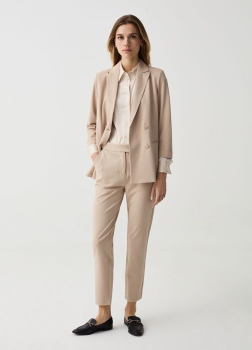 OVS- Pantalon Coupe Slim court- Beige clair