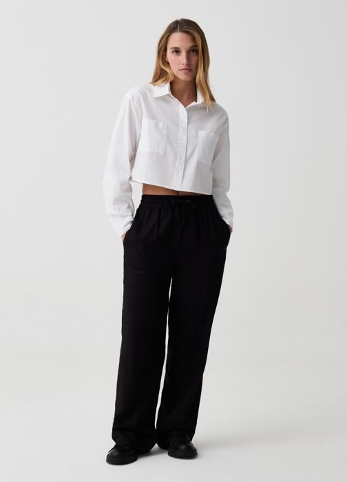 Pantalon Joggers Décontracté avec Cordon de Serrage Noir- OVS- B.Angel-