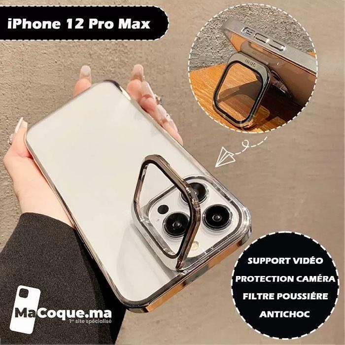 Silver Coque iPhone 12 Pro Max en Métal / Support Caméra Transparente
