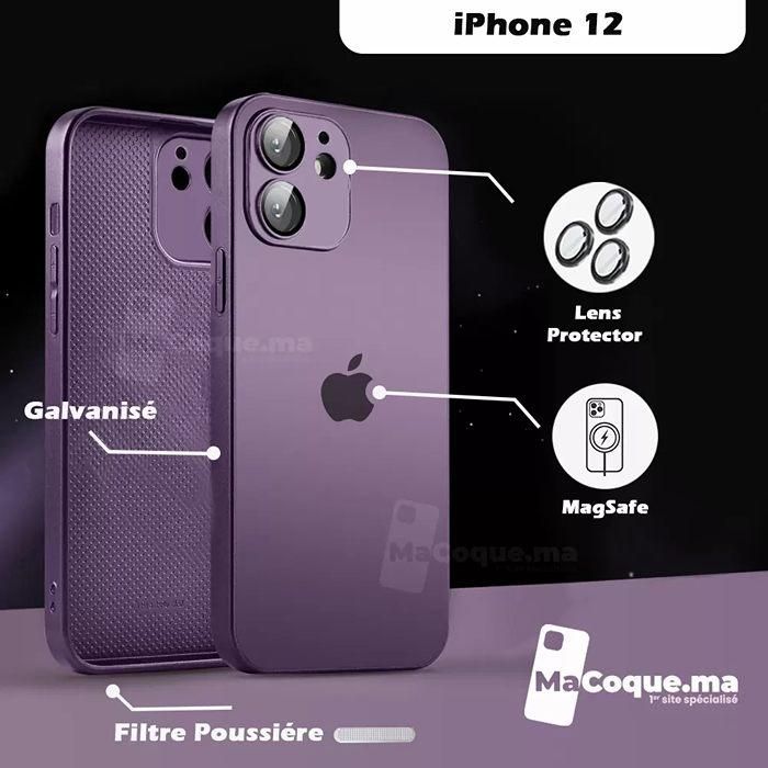 Purple  Coque iPhone 12 normal Galvanisé/Magsafe/LENS Protector/Filtre Poussière