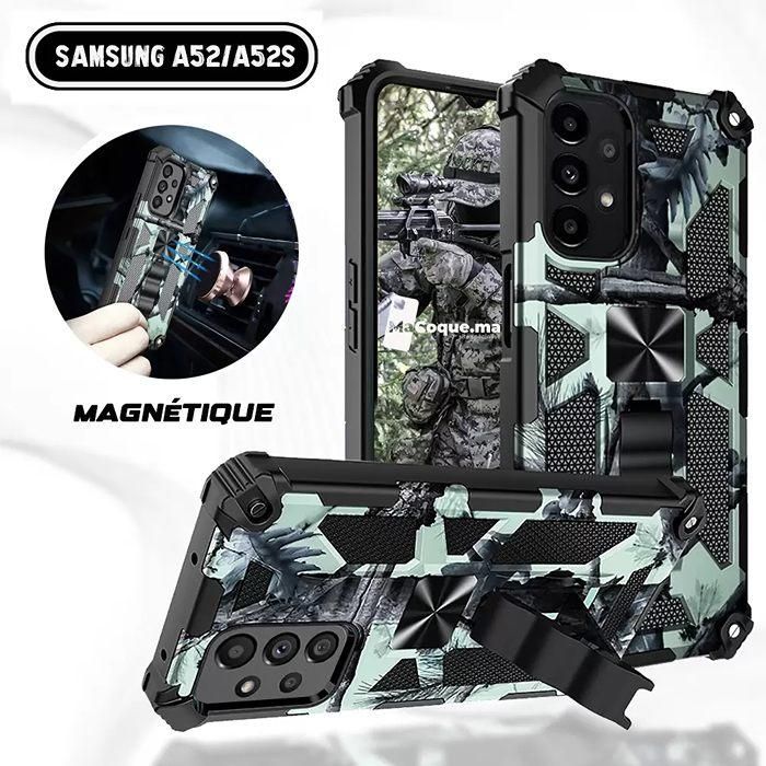 Cyan Army Coque Samsung A52/A52s Militaire Support Video
