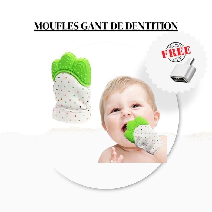 Anneau de Dentition Gant Apaisant en Silicone pour Bébé vert