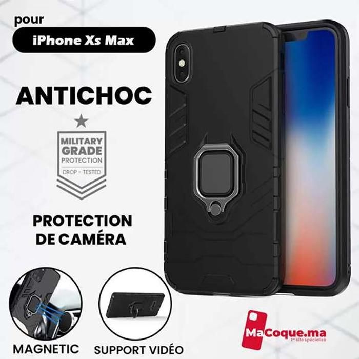 Coque iPhone XS max Coque Antichoc Ring Noir Etui/Pochette Magnétique