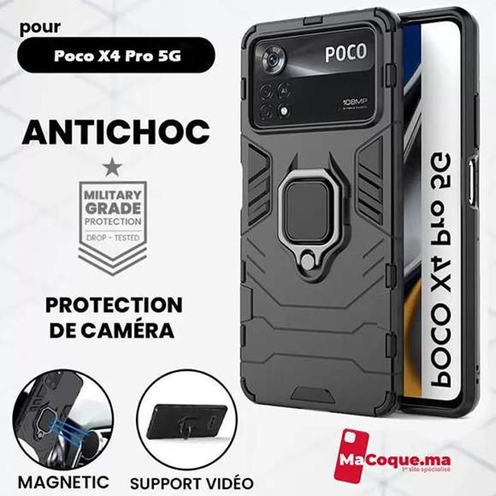 Coque Poco X4 Pro 5G Antichoc Ring Noir Etui/Pochette Magnétique