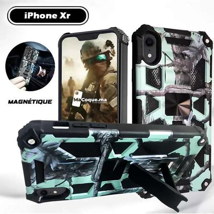 Cyan Army Coque iPhone Xr Militaire Support Video
