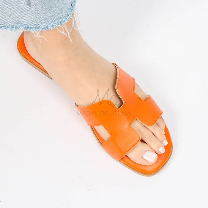 Sandales Plates - IRENE - Orange - Semelle Confortable - Genre: Femme - Talon Plat - Marjane Mall - Image 2