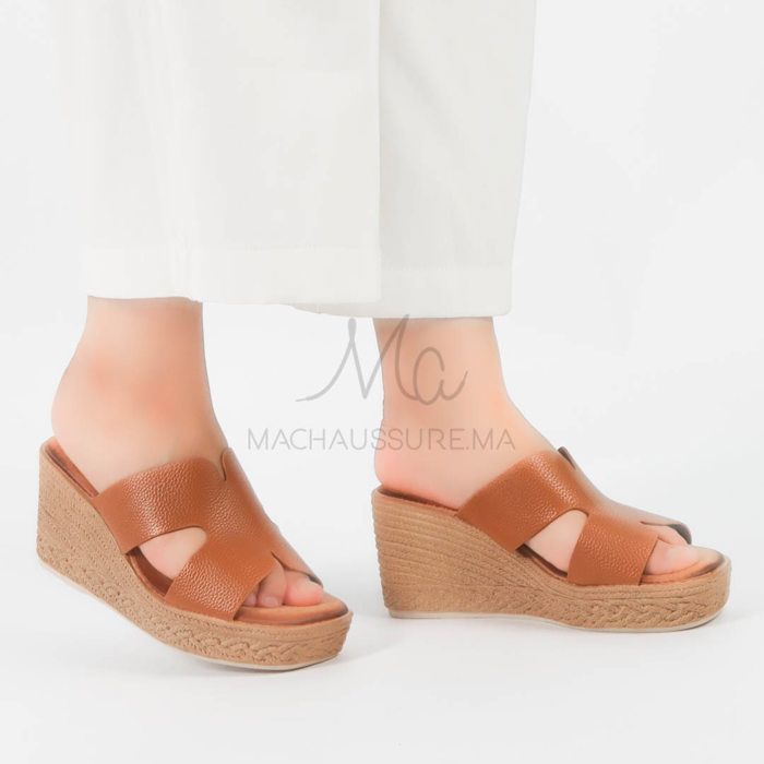 Sandales compensées - MACHAUSSURE - Emeraude - Couleur Tabac - Talon Compensé - Femme - Marjane Mall - Image 1
