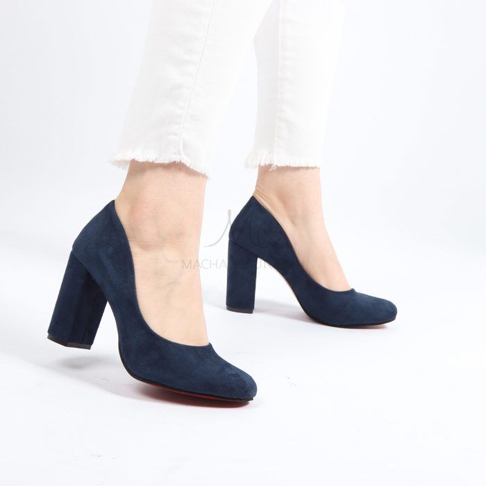 Escarpin à Talon - MACHAUSSURE - Bleu Marine - Daim-Nubuck - Aiguille - Confortable et Chic - Marjane Mall - Image 1