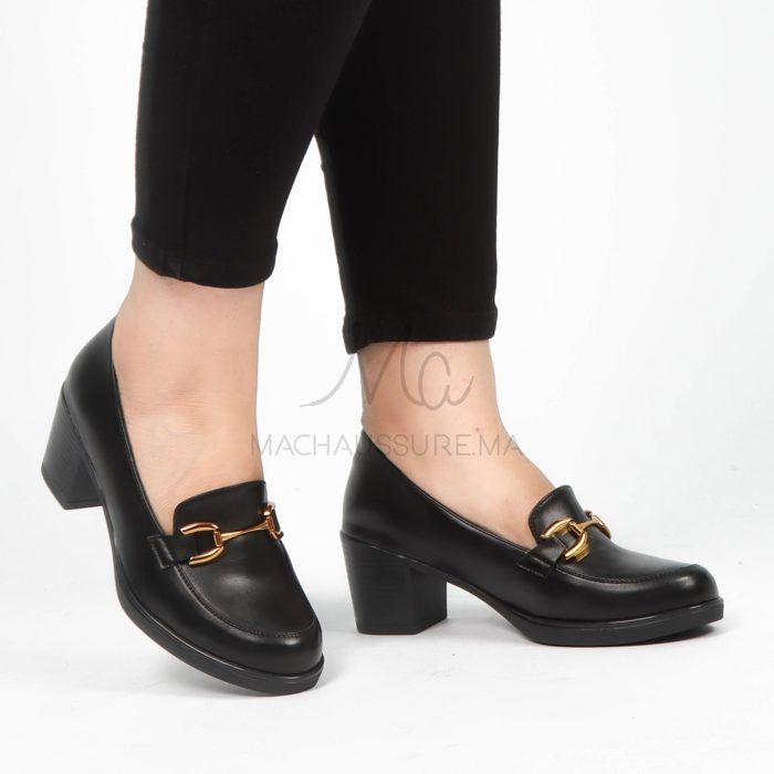 Escarpins - Passion - Noir - Cuir Synthétique - Talon Rond - 6 CM - Marjane Mall - Image 1