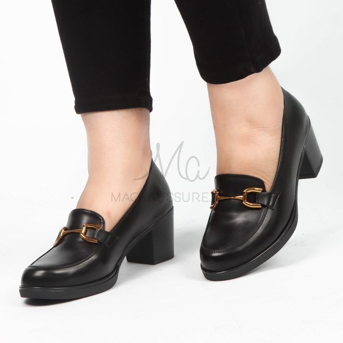 Escarpins - Passion - Noir - Cuir Synthétique - Talon Rond - 6 CM - Marjane Mall - Image 3