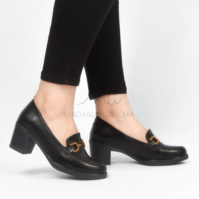 Escarpins - Passion - Noir - Cuir Synthétique - Talon Rond - 6 CM - Marjane Mall - Image 4