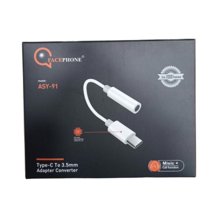 ADAPTATEUR FACEPHONE CONVERTISSEUR TYPE-C VERS 3,5 MM MODÈLE : ASY-91