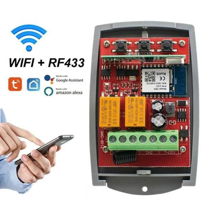 Récepteur universel pour porte de Garage de 2 canaux RF et Wifi 433 MHz contrôleur d'ouverture Alexa