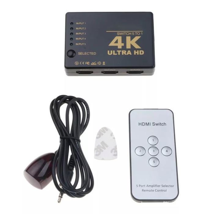 HDMI séparateur 5 entrée 1 sorties HUB UHD 4K HDMI avec Télécommande IR
