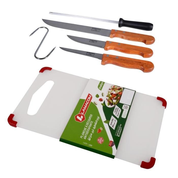 KIT COUTEAUX MABROUKA 5 PIÈCES + Planche à découper
