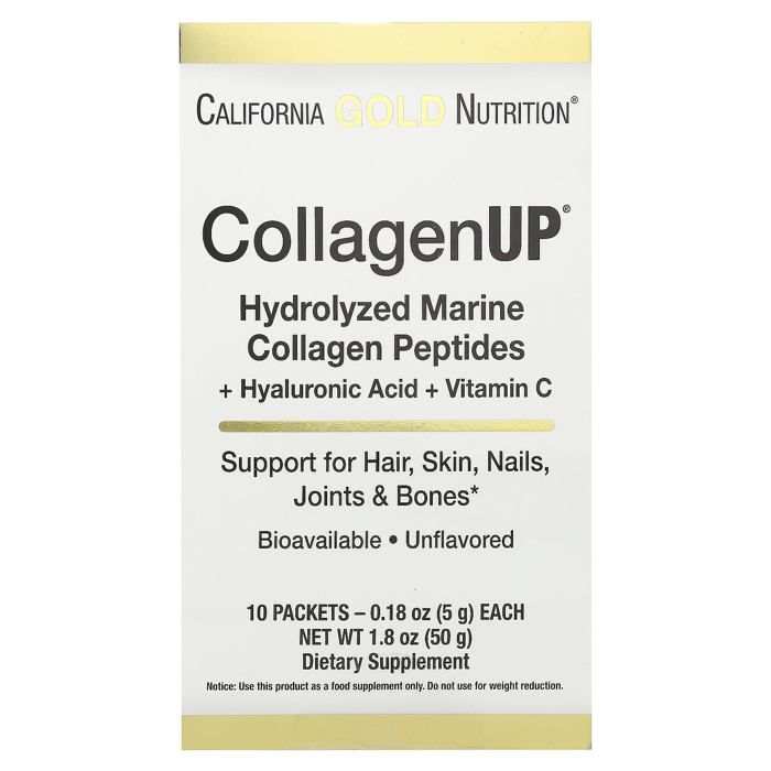 CollagenUP, Peptides de collagène marin hydrolysé à l'acide hyaluronique et à la vitamine C, Non aromatisés, 10 sachets, 5,16 g