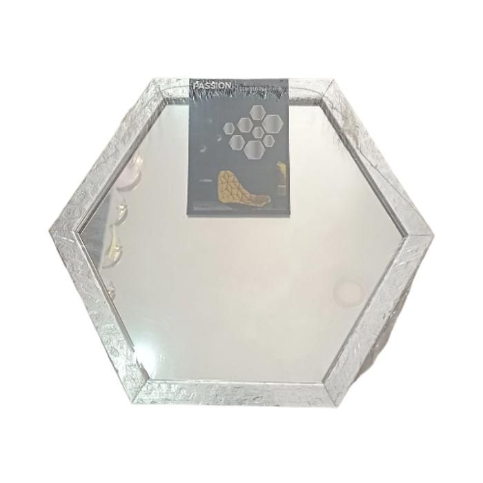 Miroir Hexagonal Martelé Doré/Argenté, 24x24 cm - Couleur aléatoire
