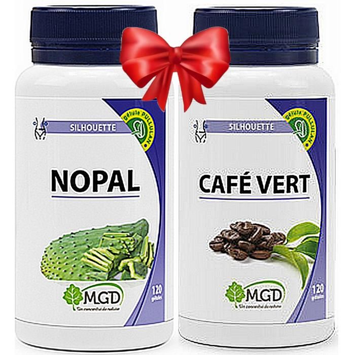 Café Vert minceur perte de poids, Bruleur de graisse120 gélules + Nopal perte de poids 120 gélules