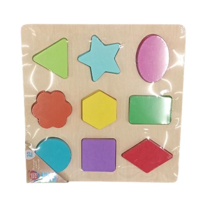 PUZZLE EN BOIS 9 PIECES FORMES ET CHIFFRES EN PDQ