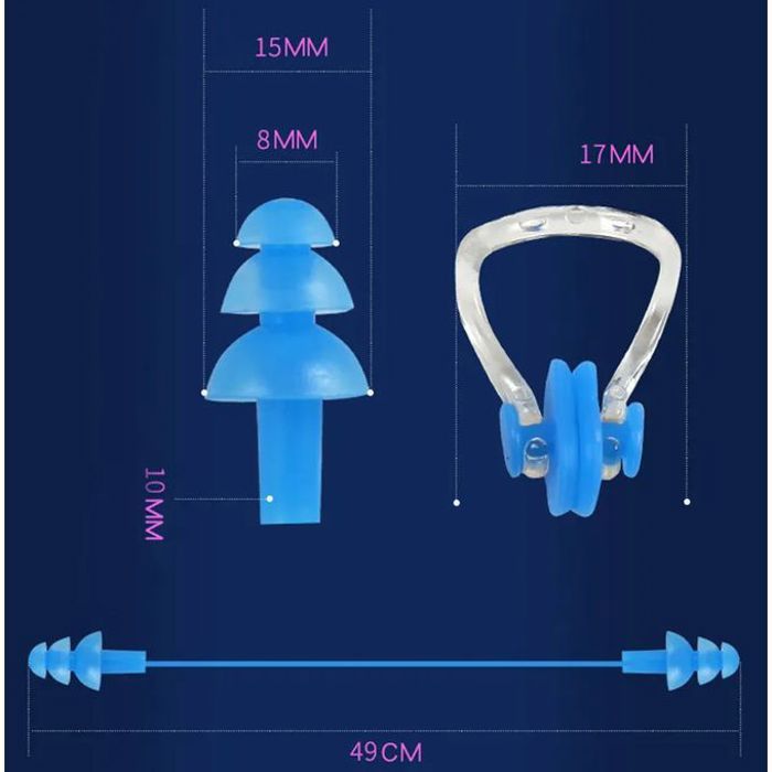 Bouchons d'oreille et pinces à nez en silicone étanche avec cordon en gel de silicone