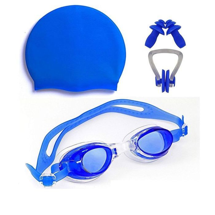 Kit de natation lunettes, bonnet en silicone +pince-nez+2 bouchons d'oreilles