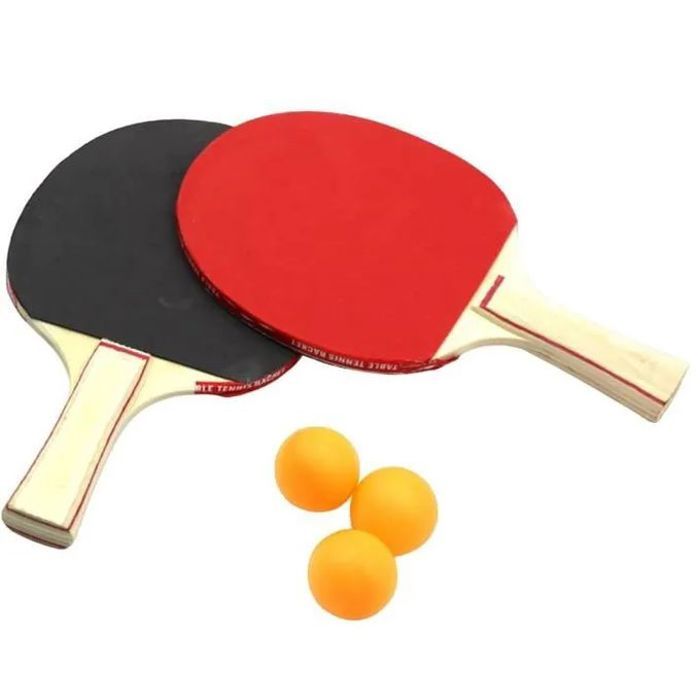 Ensemble De Tennis De Table Ping Pong Et Deux Raquettes en Bois Et 3 Balles