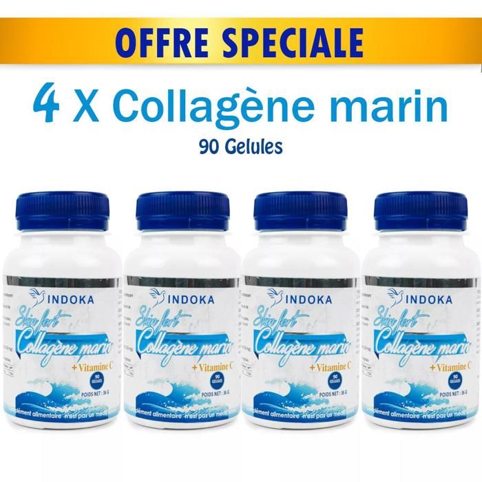 PACK 4 x boites de Collagène Marin + Vitamine C 90 Gélules